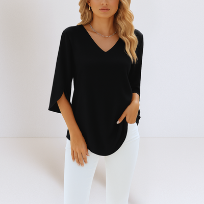 SOPHIE - Elegante Bluse mit V-Ausschnitt und geschlitzten Ärmeln