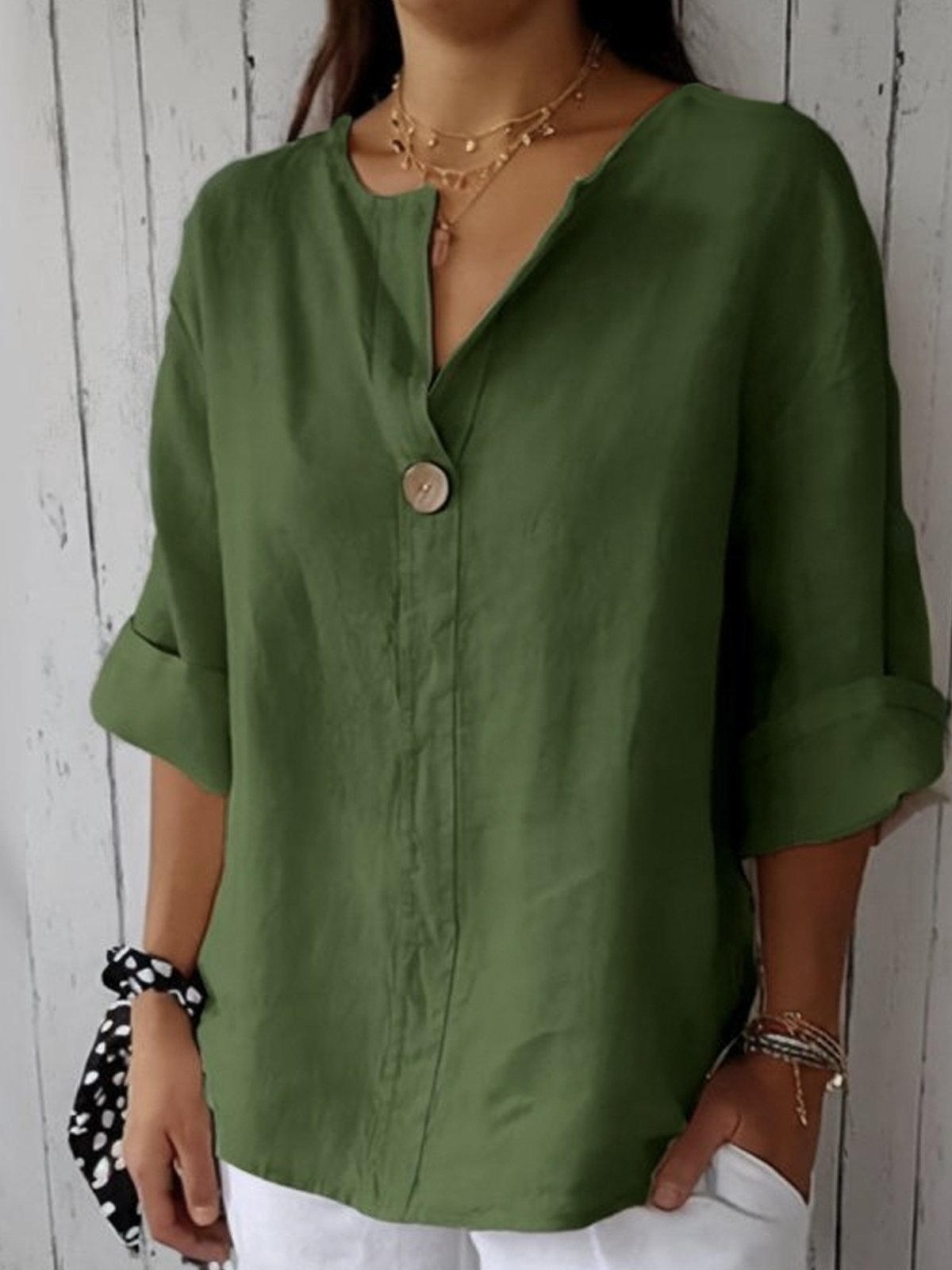 SABRINA - Entspannte Bluse mit V-Ausschnitt