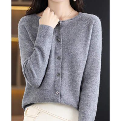 ANJA - Reine Merinowolle Damen O-Uringad Strickpullover