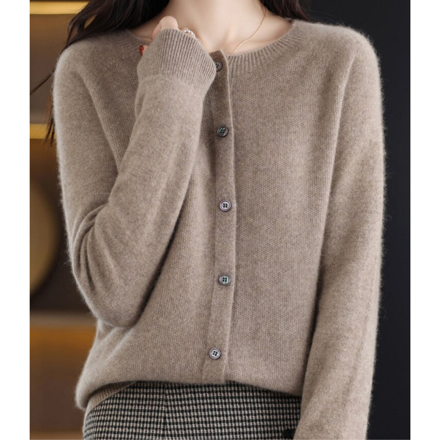 ANJA - Reine Merinowolle Damen O-Uringad Strickpullover
