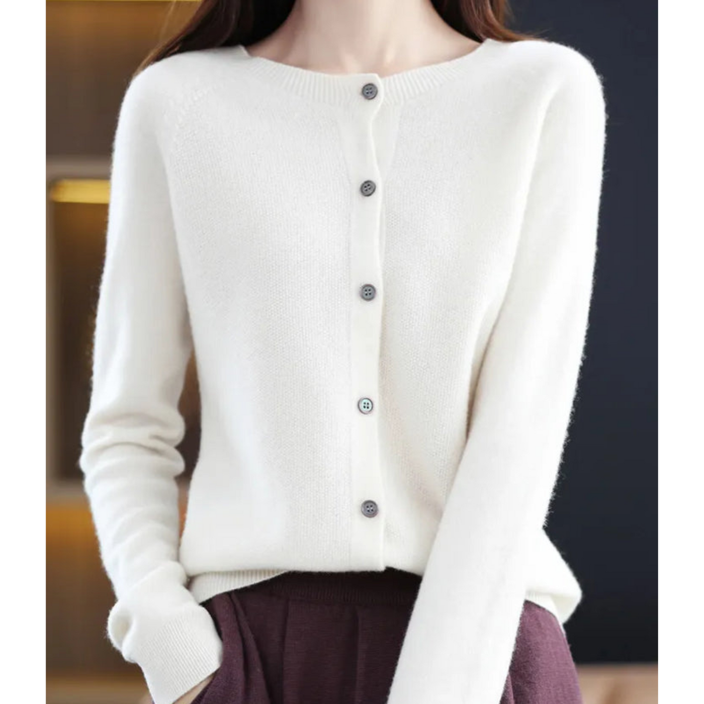 ANJA - Reine Merinowolle Damen O-Uringad Strickpullover