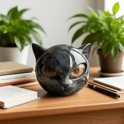 ELVIANNE - Mystische Katzenkopf-Skulptur