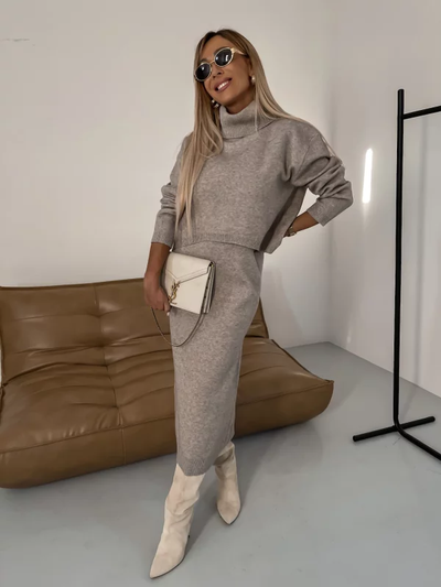 KATHLEEN - Turtleneck Zwei-Teile Winter Strickset