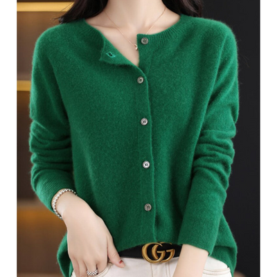 ANJA - Reine Merinowolle Damen O-Uringad Strickpullover