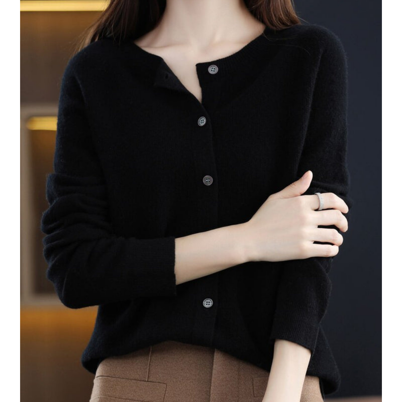 ANJA - Reine Merinowolle Damen O-Uringad Strickpullover