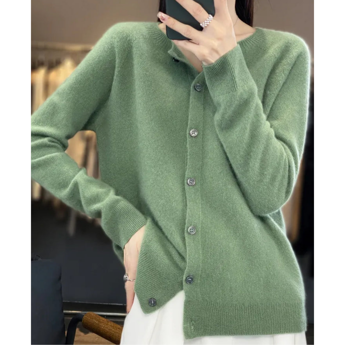 ANJA - Reine Merinowolle Damen O-Uringad Strickpullover