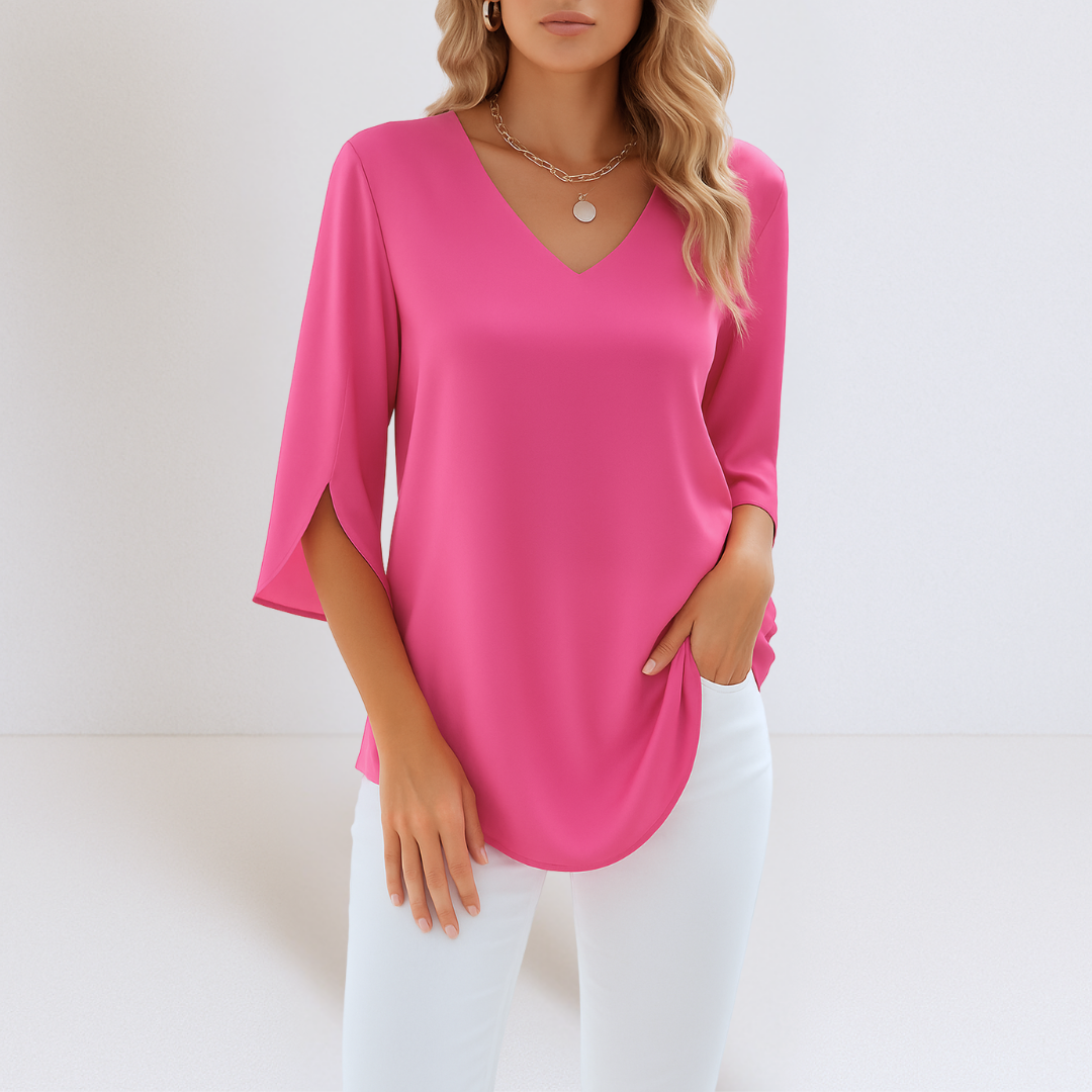 SOPHIE - Elegante Bluse mit V-Ausschnitt und geschlitzten Ärmeln