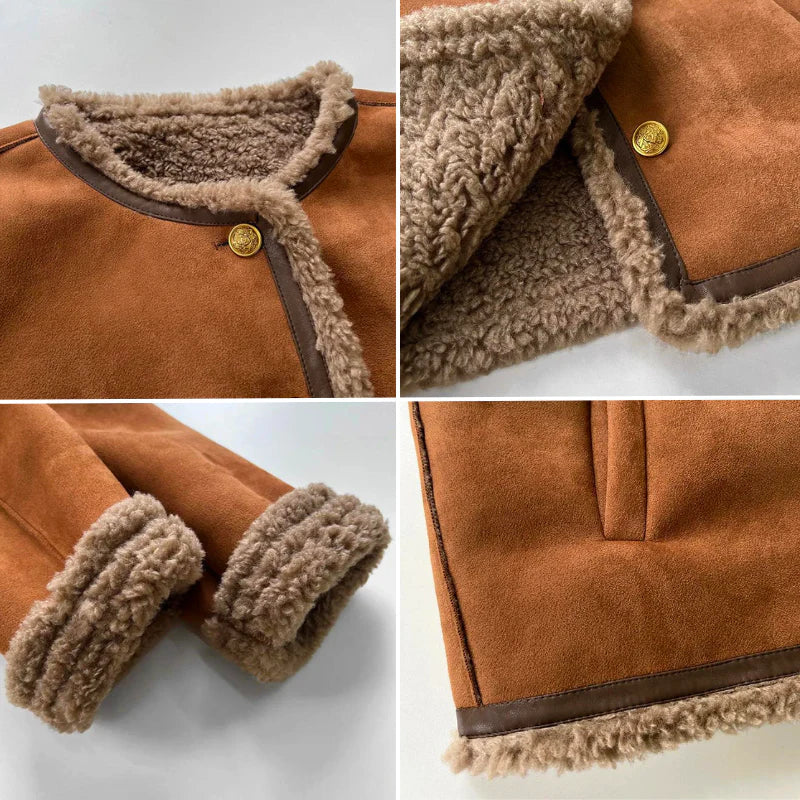 ROSALIE - Knöpfen Lammfelljacke
