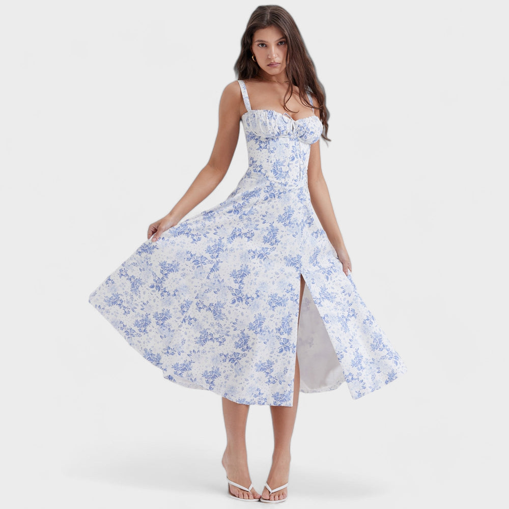 ANDREA - Corset dress with floral pattern