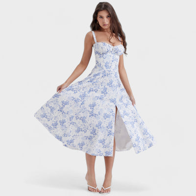 ANDREA - Corset dress with floral pattern