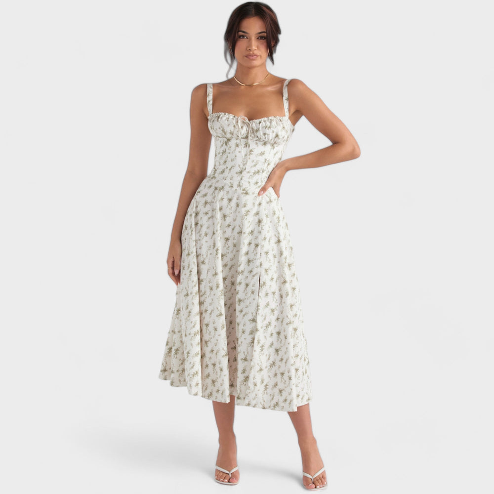 ANDREA - Corset dress with floral pattern