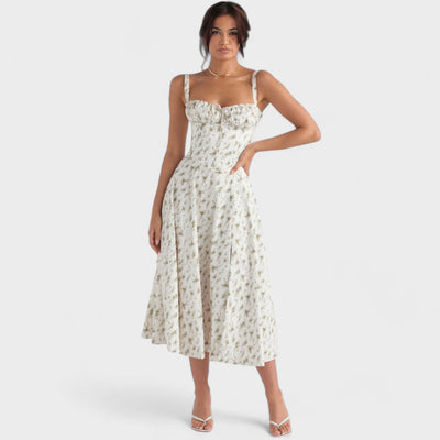 ANDREA - Corset dress with floral pattern