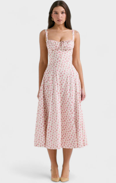 ANDREA - Corset dress with floral pattern