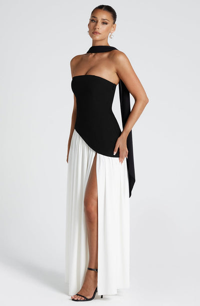 IMANI – Strapless maxi dress with asymmetric waist