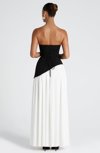 IMANI – Strapless maxi dress with asymmetric waist