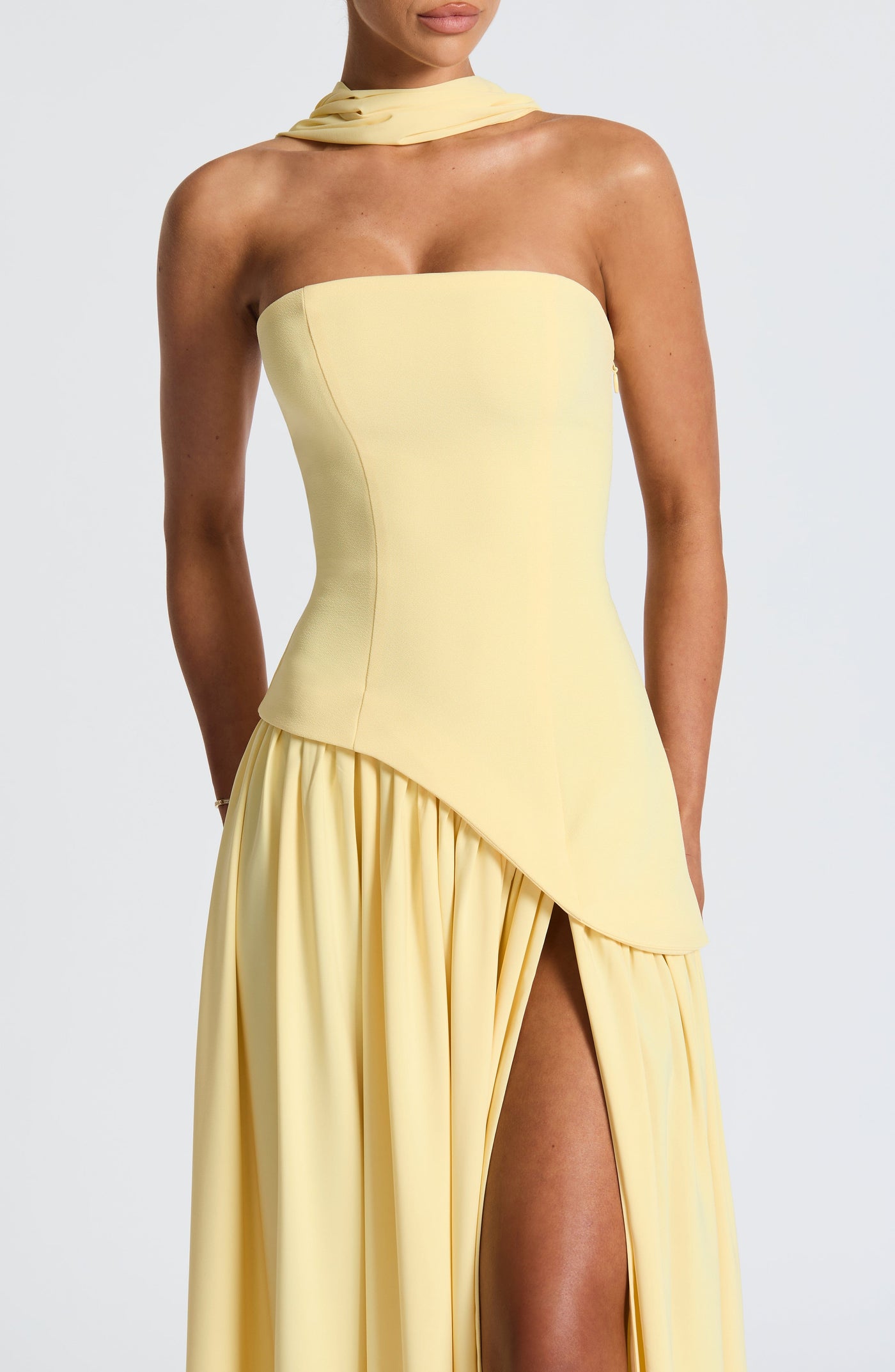 IMANI – Strapless maxi dress with asymmetric waist
