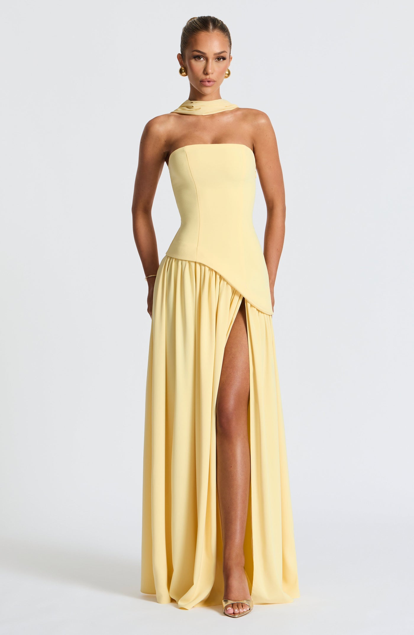 IMANI – Strapless maxi dress with asymmetric waist