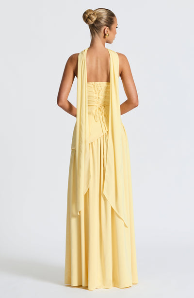 IMANI – Strapless maxi dress with asymmetric waist
