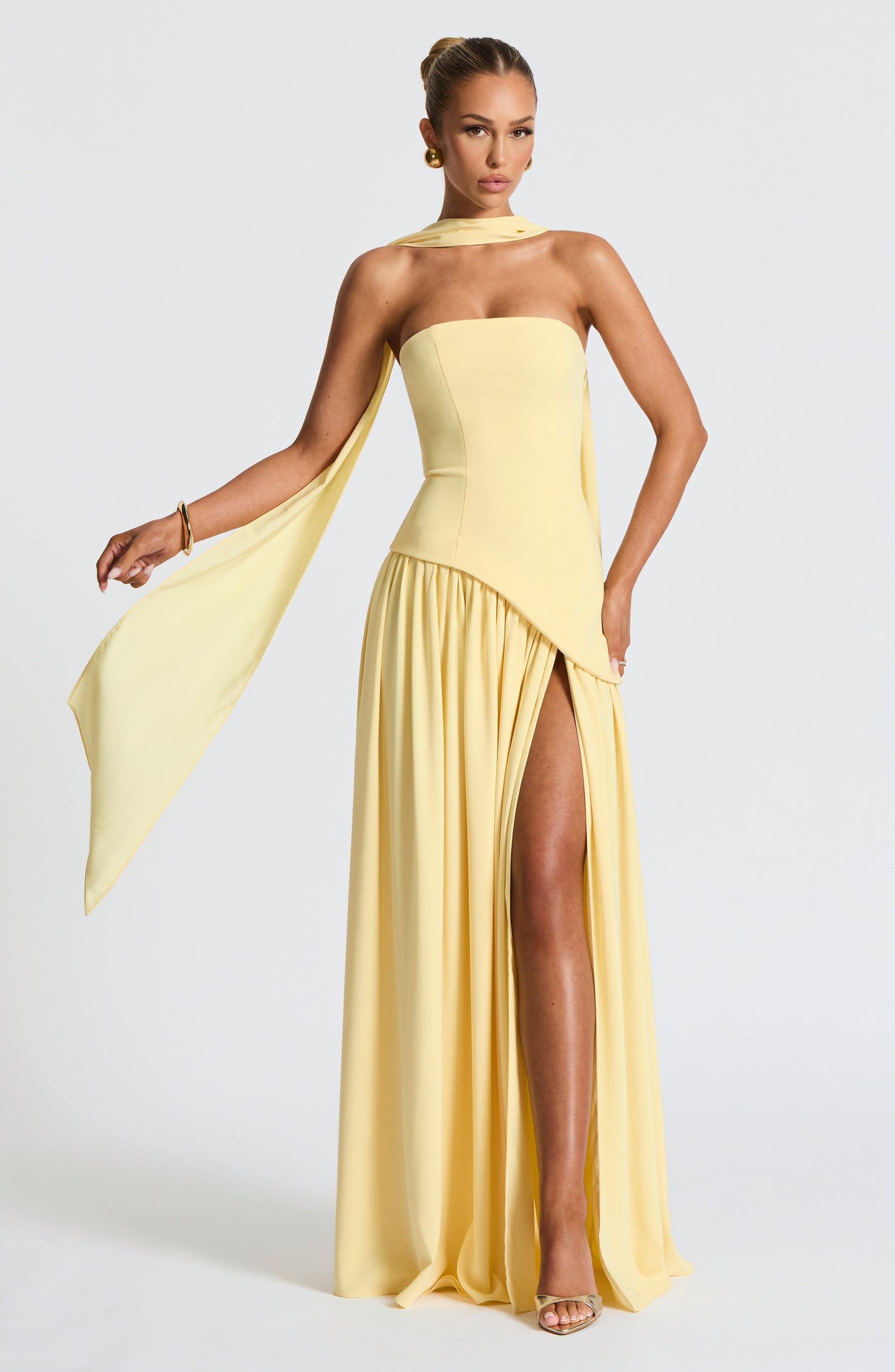 IMANI – Strapless maxi dress with asymmetric waist