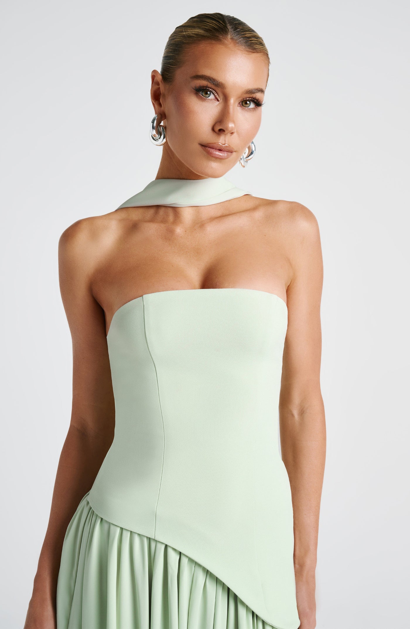 IMANI – Strapless maxi dress with asymmetric waist