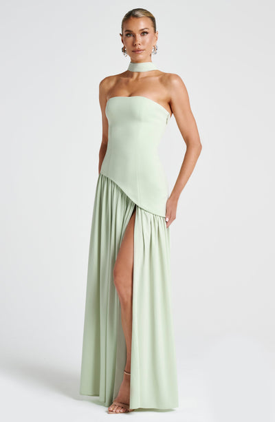 IMANI – Strapless maxi dress with asymmetric waist