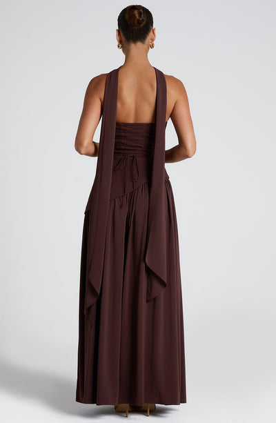 IMANI – Strapless maxi dress with asymmetric waist