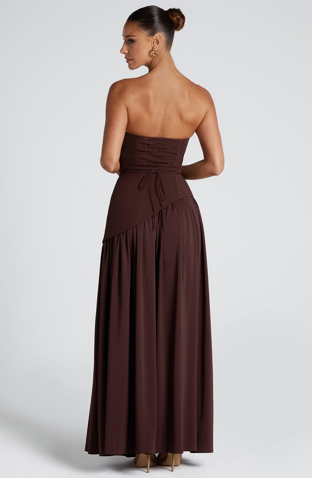 IMANI – Strapless maxi dress with asymmetric waist