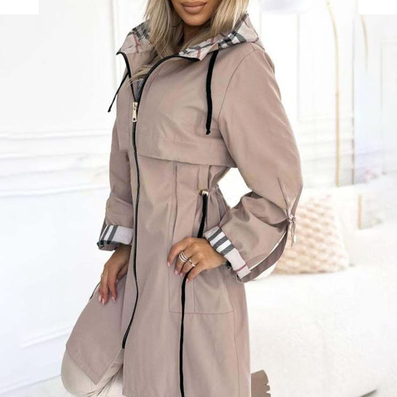 HANNA - Hoodie mit Kordelzug in der Taille und Reißverschluss