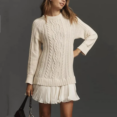 KALENA - Kabelstrick Mini Pullover Kleid